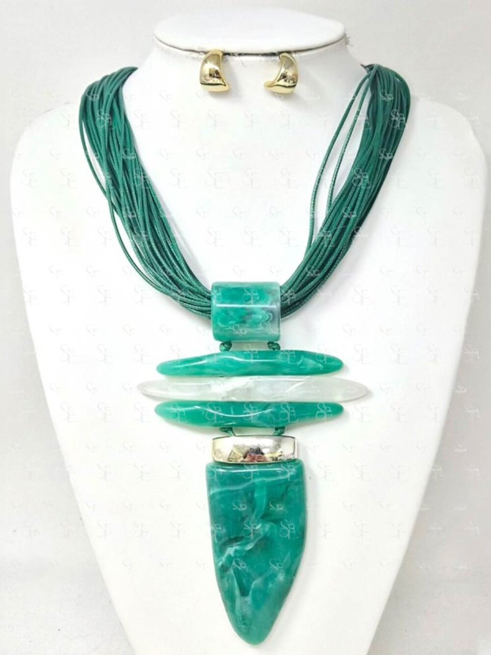 Bold Sculptural Cord Necklace Set With Earrings